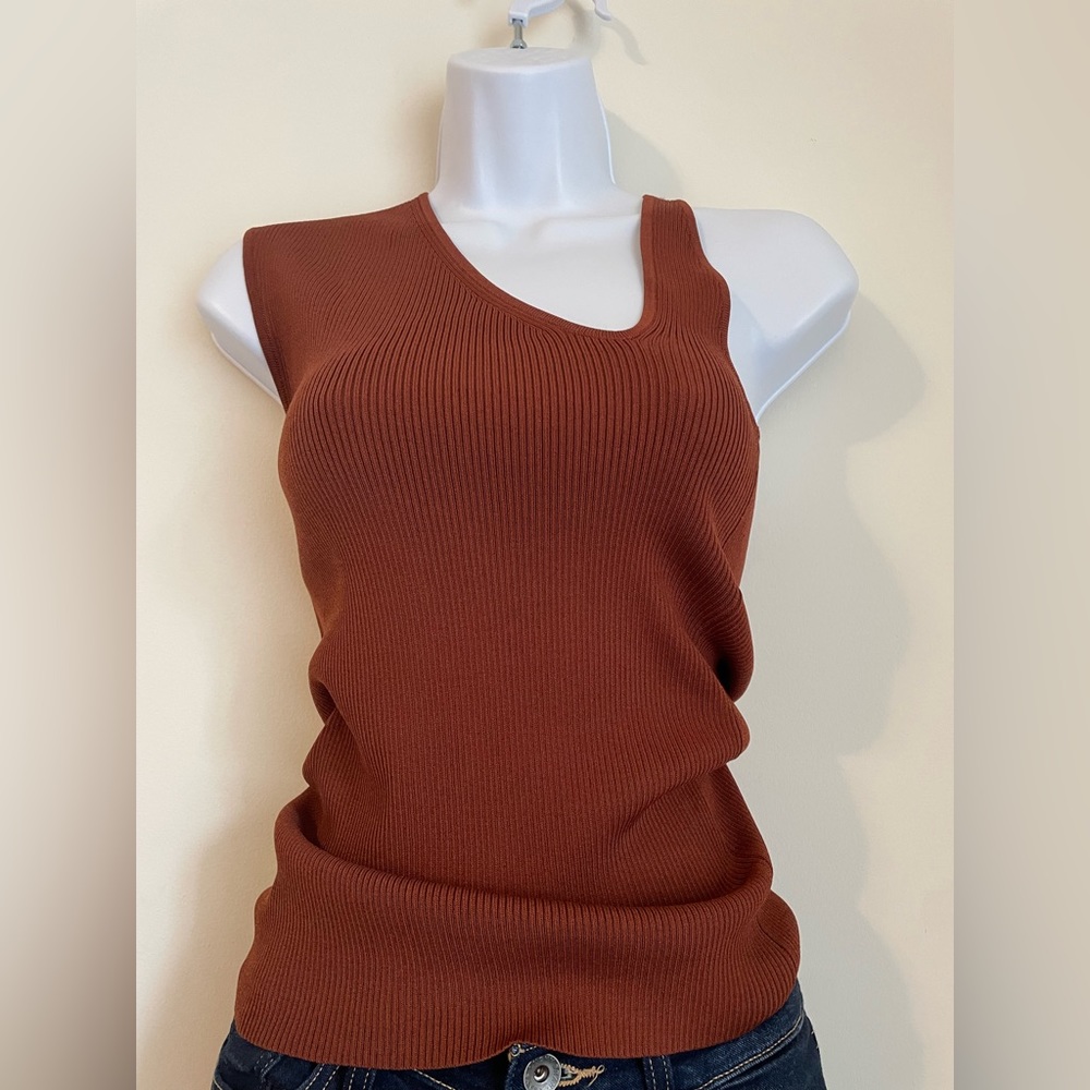 Women's Brown Ribbed Tank Top